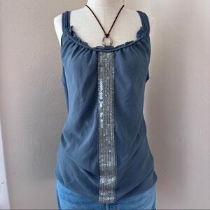 Coldwater Creek Sequin-Trim Grey Camisole